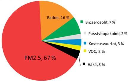 Kuva 13. Sisäilman aiheuttama tautikuorma 2010. (Hänninen, O. ym.