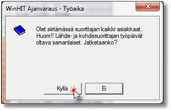 Avaa sen suorittajan päiväkirja (ja haluttu päivä), jolta haluat kopioida päivän. 2. Napsauta hiiren oikeanpuoleista nappia avoimen päiväkirjan päällä ja valitse avautuvasta valikosta Päivän siirto.