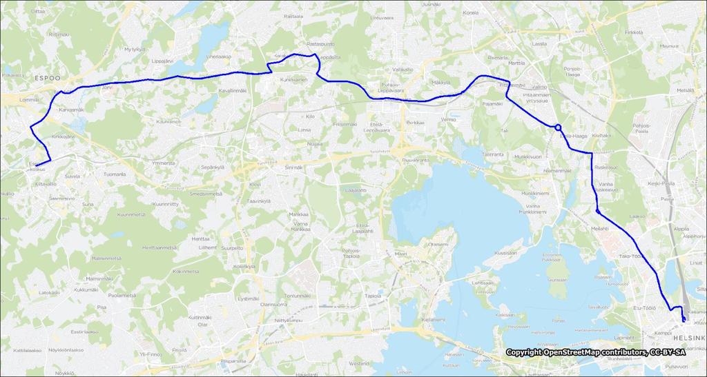 Liite 1-3 Linja 200 Elielinaukio Meilahti Pitäjänmäki Leppävaara Karakallio Espoon keskus 200 Linja 200 Ruuhka Päivä/ilta La, päivä Su, päivä Vuoroväli, min 10 10 10 10 200 Linjapituus, km 23,1