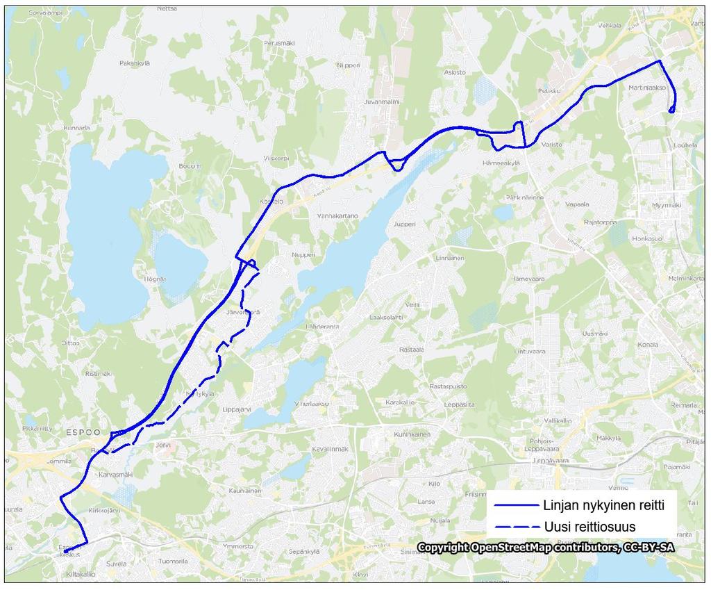 Liite 1-39 Linja 566(V) 566: Espoon keskus Myllykylä Järvenperä Koskelo Martinlaakso 566V: Espoon keskus Koskelo Martinlaakso 566 566V Pohjakartat: Karttakeskus, lupa L4322 Linja 566/V Ruuhka