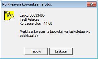 Kelakorvauksen hyväksyminen osittaisena ja loppuosan veloittaminen asiakkaalta Poikkeava korvaus tarkoittaa, että Kela on korvannut potilaan hoidon osittain