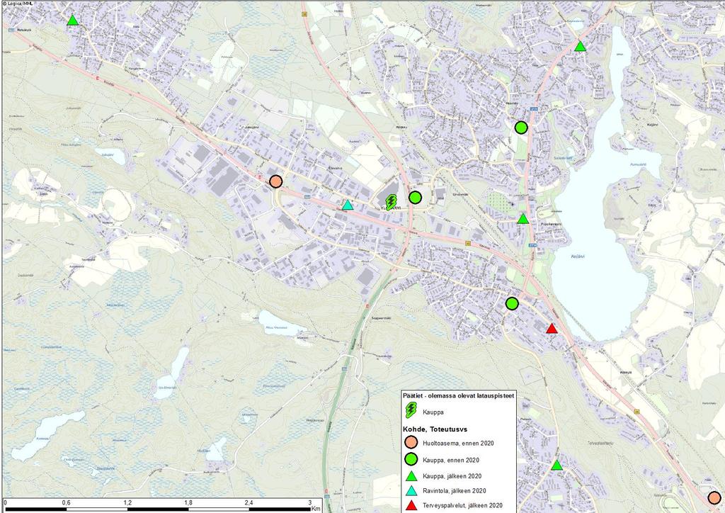 YLÖJÄRVI Potentiaalinen kohde: Heinikon/Kivilähteen Laitteet yritysalue Pistokkeet 07-00 ABC Teivo Elovainion liikekeskus / jäähalli 4 K-supermarket Linkki M-market /St, Kyrönlahti Shell S-market