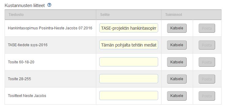 hankinta-asiakirjat erillisen ohjeen mukaan Selittäkää taustalomakkeella