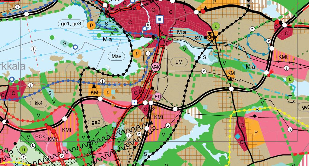 FCG SUUNNITTELU JA TEKNIIKKA OY Loppuraportti 5 (24) Asemakaava-alueella ja sen lähiympäristössä kaupan sijoittumista on Pirkanmaan maakuntakaavassa 2040 ohjattu seuraavilla merkinnöillä: