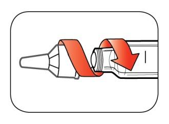 Vaihe 2: Ota uusi neula. Poista neulan suojapaperi ulkosuojuksesta. Vaihe 3: Työnnä neula ulkosuojuksineen suoraan kynään ja kierrä neula tiukasti paikoilleen. Vaihe 4: Poista neulan ulkosuojus.