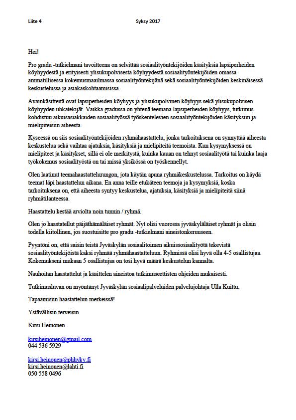 LIITE 4 (Kirje