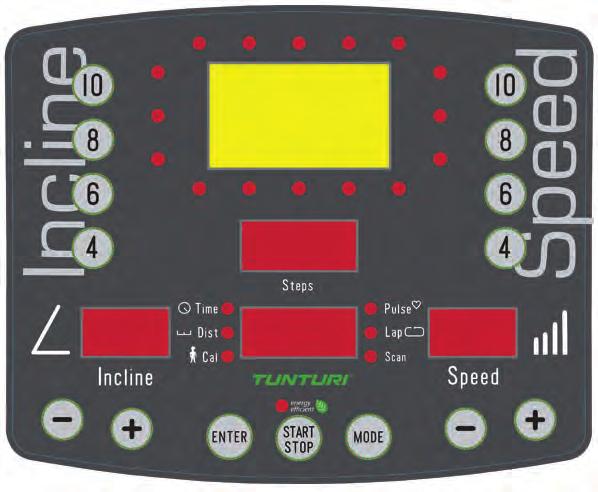 Ohjauspaneeli (kuva J) 24 23 30 31 34 33 40 37 Time Dist Cal Pulse Lap Scan 32 29 35 28 41 38 J 39 26 25 27 36 23