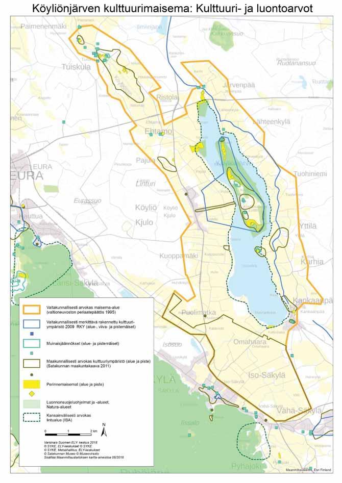 Kartta Köyliönjärven maisema-alueen