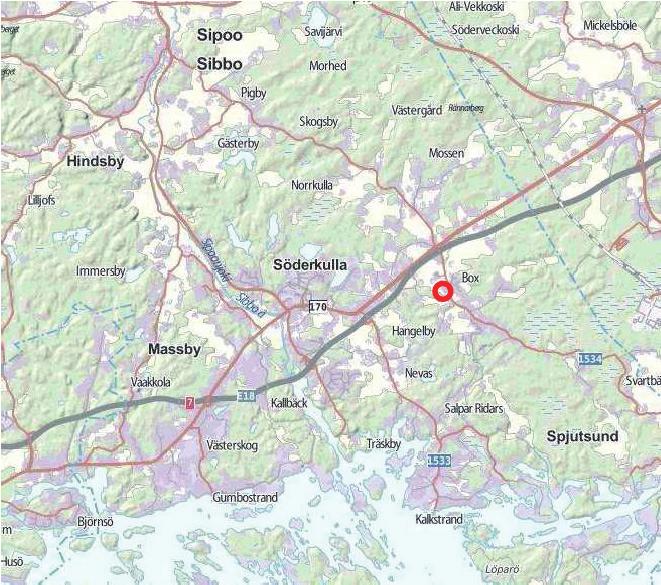 Suunnittelualue Suunnittelualue sijaitsee Boxin kylässä uudelta porvoontieltä etelään lähtevän Spjutsundintien (mt 1534) varressa.