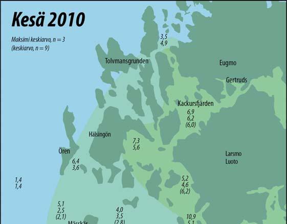 15 Luokka Erittäin rehevä Hyvin rehevä Rehevä Lievästi rehevä Rehevöitymässä Karu a-klo µg/l > 1 µg/l 3-1 µg/l 1 3 µg/l 5-1 µg/l 2-5 µg/l < 2 µg/l Tarkkailualue jakaantui klorofyllikeskiarvojen