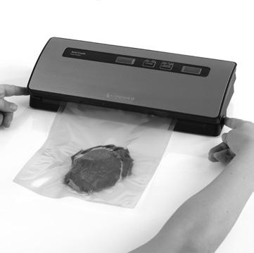 Vacuum sealing of vacuum bag 1. Place the appliance on an even surface and plug to a wall outlet (the signal lamps Dry and Normal go on). 2.