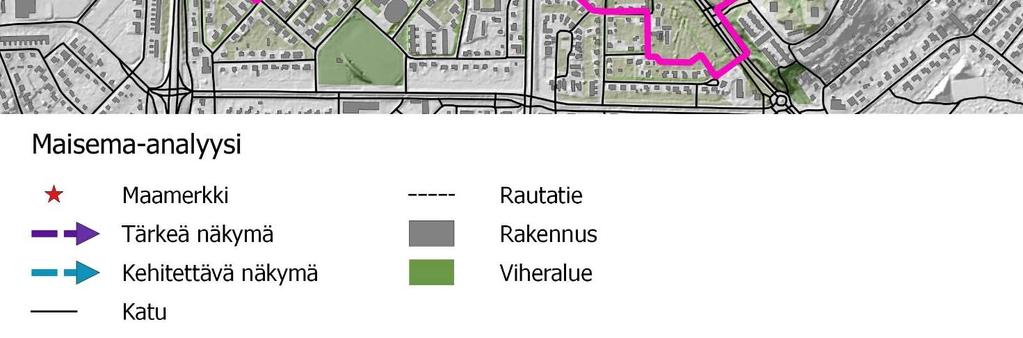 Kalevankadulla katutila on Jaakonpuiston ansiosta vehreä, mutta kadun toisella puolella olevat pysäköintialueet tulisi rajata kadusta esimerkiksi puuistutuksin.