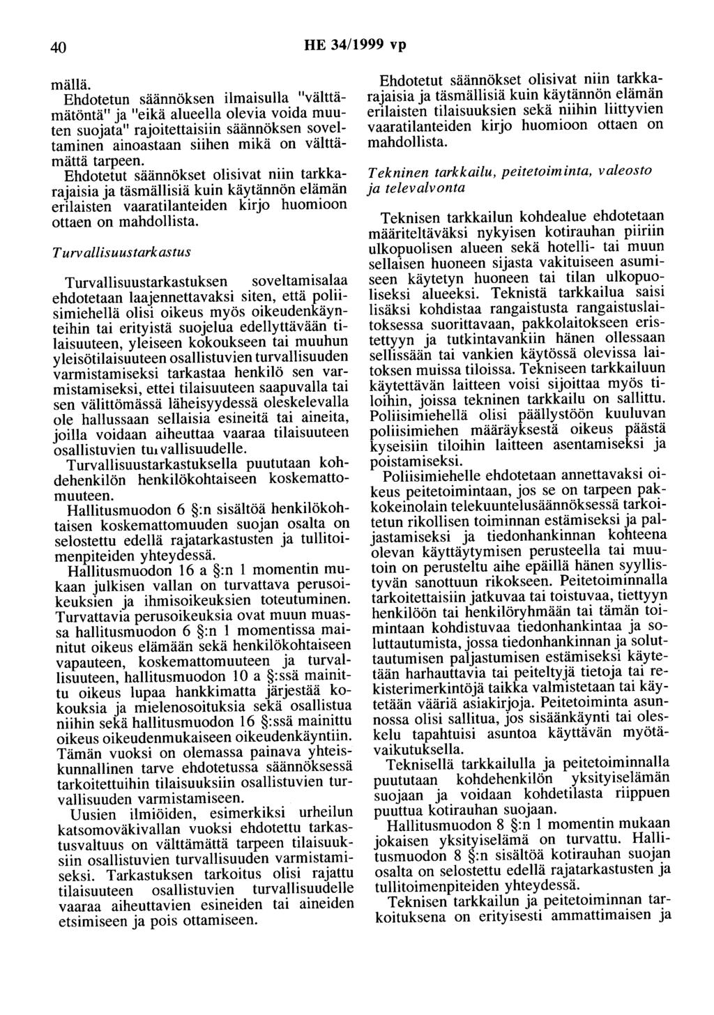 40 HE 34/1999 vp mällä.