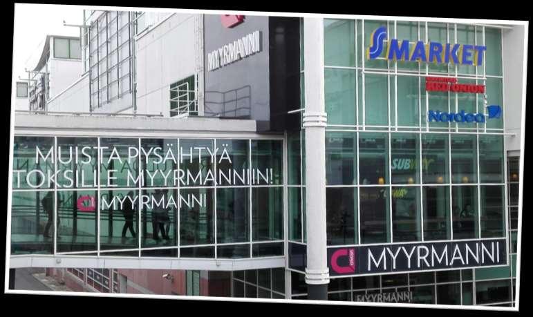 Kauppakeskus Myyrmannin pohjoissivulle.