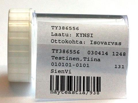 (13540), Ex-BaktVi (3493) Tuberkuloosinäytteet on pakattava yksittäiseen tiiviiseen muovipussiin!