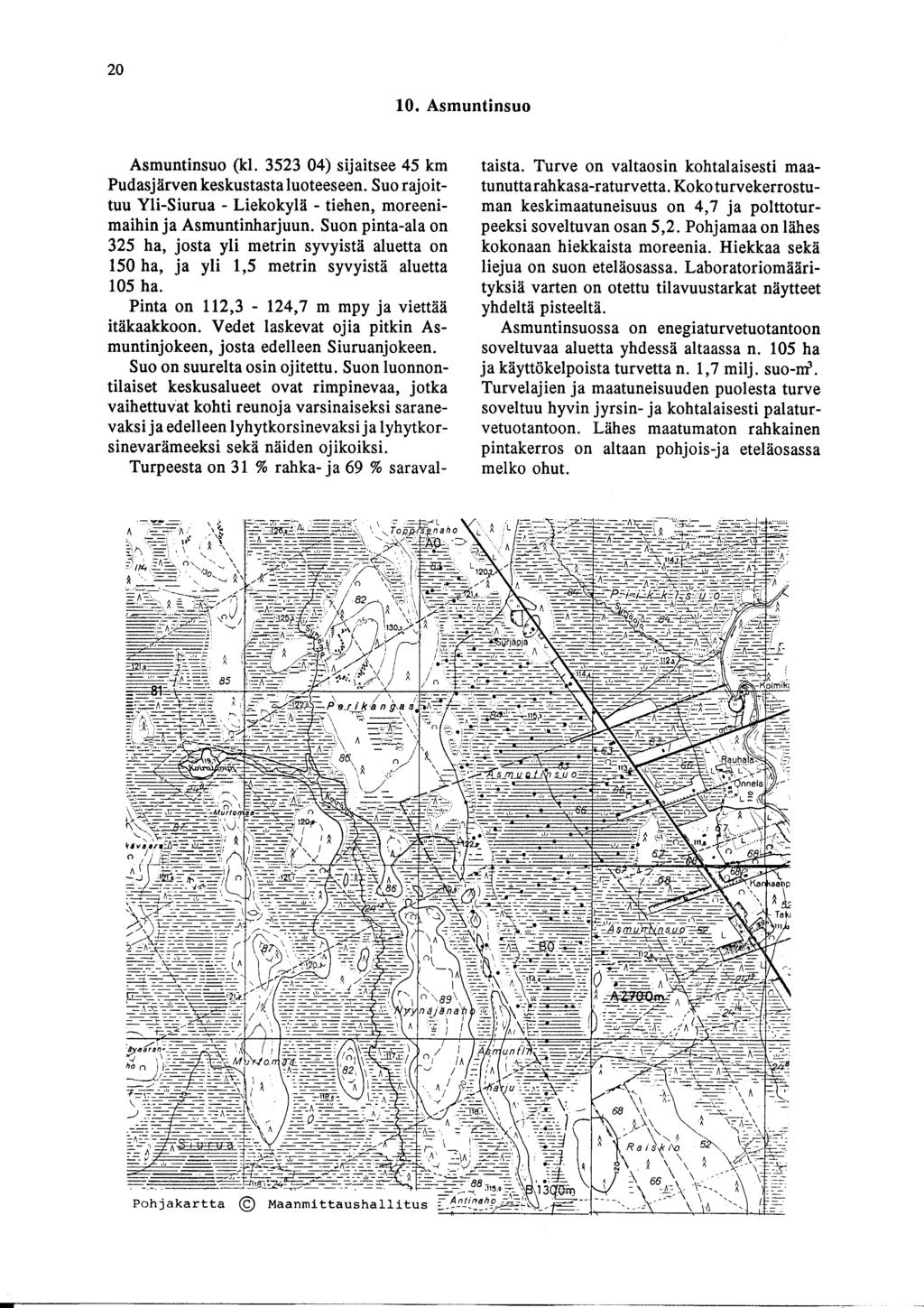 2 1. Asmuntinsuo Asmuntinsuo (kl. 3523 4) sijaitsee 45 km Pudasjärven keskustasta luoteeseen. Suo rajoittuu YliSiurua Liekokylä tiehen, moreenimaihin ja Asmuntinharjuun.