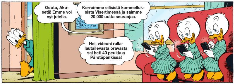 6. Yhdistä sanat. Ankkalinna vilisee meille tuttuja sosiaalisen median palveluita. Yhdistä Ankkalinnan ja tosimaailman somehitit. Pärstäpankki Jeetuubi Tuimat tiput YouTube Facebook Angry Birds 7.