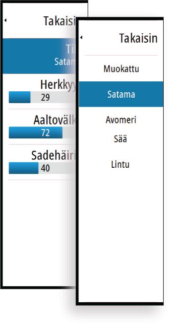 Tutkatilat ovat saatavilla optimoiduilla ohjauksen oletusasetuksilla eri ympäristöille.