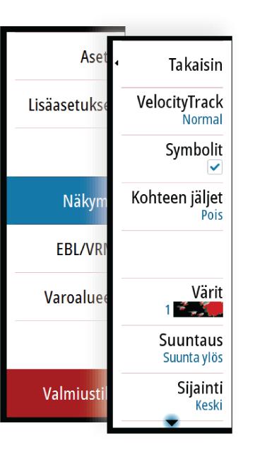 Pikaskannaus (vain laajakaista- ja Halo-tutka) Määrittää tutka-antennin kääntymisnopeuden. Tämä asetus antaa nopeammat kohdepäivitykset.