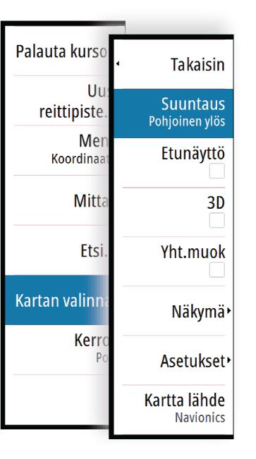 Voit myös saada ilmoituksen, jos yrität käyttää rajoitettua ominaisuutta Navionics-karttakortin ollessa pois käytöstä. Jos haluat ottaa kortin käyttöön, ota yhteyttä Navionicsiin.