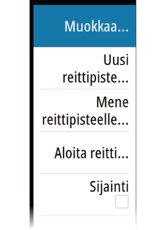 Tietokenttien muokkaaminen Voit muuttaa navigointipaneeleissa näkyviä tietokenttiä. 1. Avaa valikko. 2. Valitse valikosta muokkausasetus. 3. Aktivoi muokattava kenttä. 4. Valitse tiedon tyyppi. 5.