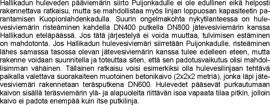 Kilpailualueen hulevesien hallinnan