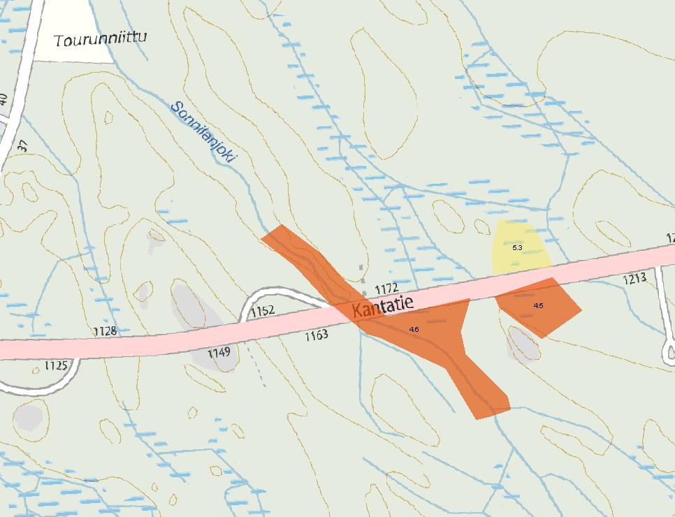 22 (50) 1.5.7. Melu Kuva 15. Sonnilanjoen metsälain mukaiset alueet sekä muu arvokas luontokohde. Muita arvokkaita luontokohteita alueella ovat Köyliönjoki (kohde 5.1.), Mustanmyllynojan lehto (5.2.) ja Kauvastennotkon tupasvillakorpi (5.