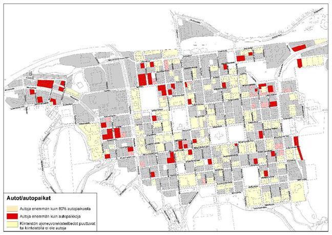 autopaikkaa avopaikkoja kiinteistöjen pihaalueilla autotallipaikkoja sisätilaan tehtyjä