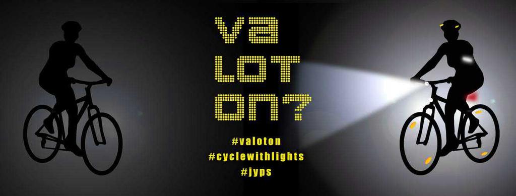Valot on! 30.9. 15.10. järjestimme valojen ja heijastimien käyttämiseen kannustavan kampanjan kamppis alkoi Valoajolla Tourujoen Yöstä 30.9. Facebookissa ilmoittautuneiden ja kuvia postanneiden kesken arvoimme 8 pyöränvaloa www.