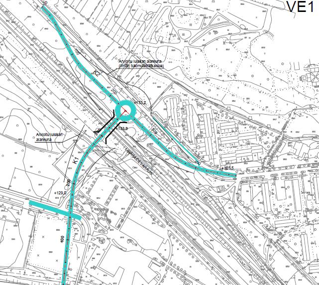 3. SUUNNITELMAT 3.1 Pallotien yhteys radan yli/ali 3.1.1 Vaihtoehdot Kantatielle 65 on laadittu useita eri selvityksiä, joissa on tutkittu suoran yhteyden rakentamista kantatieltä koulukeskus Valoon ja edelleen Elovainioon.