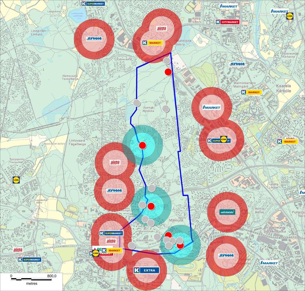 Itä-Leppävaaran kaupalliset palvelut 11 3.2 Tarkemmin tarkasteltavat kauppapaikat Edellä esitetyistä, alkuvaiheessa tunnistetut potentiaaliset kaupan paikat käytiin läpi tilaajan kanssa.