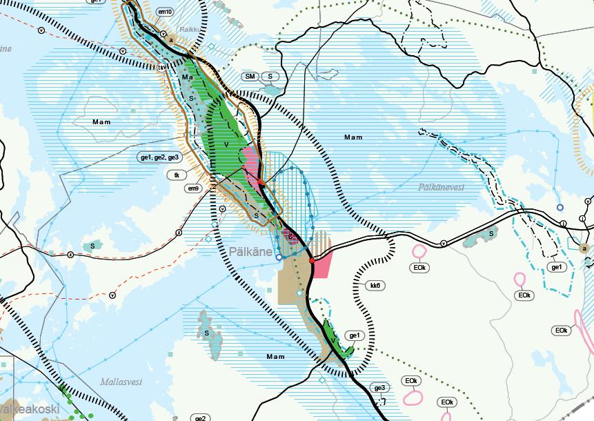 MAAKUNTAKAAVA Pirkanmaan maakuntakaava 2040 kuulutettiin voimaantulleeksi 8.6.2017. KUVA 1. Ote Pirkanmaan maakuntakaavasta 2040 ja osasta merkinnöistä.