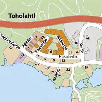 Toholahden alueella on valmis kunnallistekniikka ja 7 vapaata omakotitonttia (kuva 25). Tonttien koot ovat 850 1200 m² ja rakennuspaikkojen hinta vaihtelee 2,00 2,30 / m² (5/2017). Kuva 25.