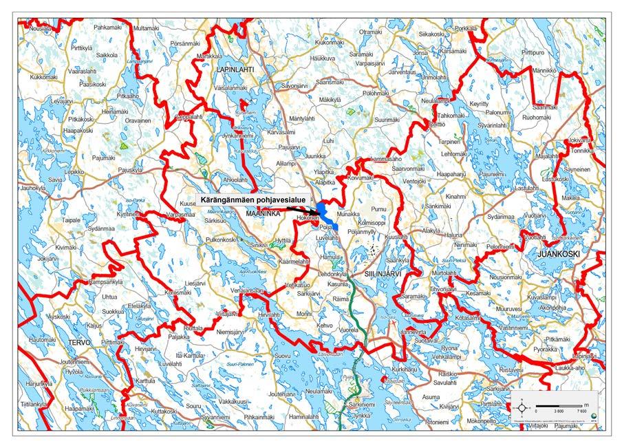 GEOLOGIAN TUTKIMUSKESKUS Raportti 4 (11) Itä-Suomen yksikkö 31.12.2013 Kuva 1. Kärängänmäen pohjavesialueen sijainti. 2.