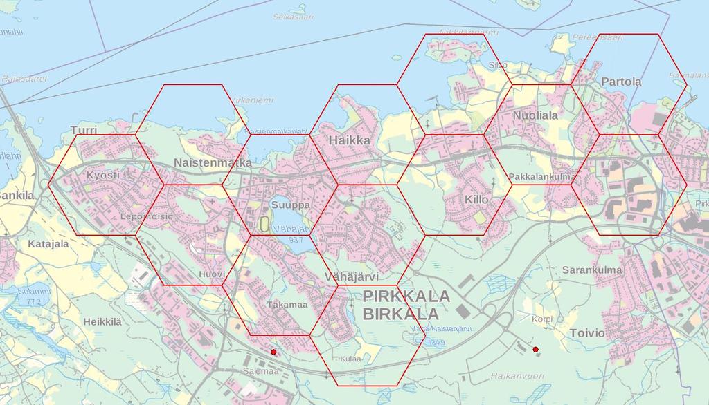 22 (65) PIRKKALA SUUPPA SAAVUTETTAVUUS 1.1-31.12.2017 KLO 08-20 2017 AB AB 8min. väh. EVY AB 15min. väh. EVY AB 30min. HT C 30min. ambulanssid 120min.