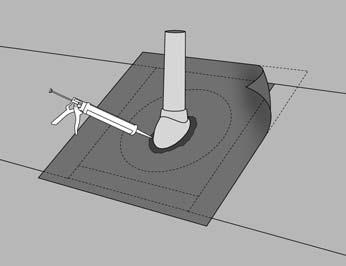 Pyöreät läpiviennit Tiivistä pyöreät läpiviennit katemateriaalin kanssa soveltuvilla läpivientitiivisteillä, vesikatteen asennusohjeet huomioiden.