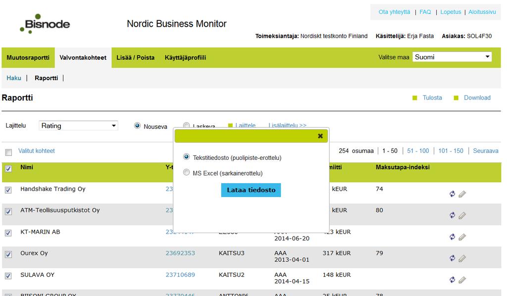 Download Voit siirtää kohdeyritysten tietoja omalle