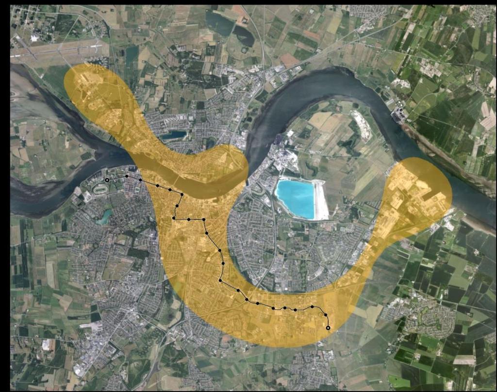 itä-länsi suuntainen sairaalan ja yliopiston kautta 11,3 km Pysäkkien lkm 23 11 Matkustaja-kuormitus Vuoroväli Nykytilanne 1 600 matkustajaa /huipputunti/suunta Joka 7,5 minuutti Kokonaiskustannus ja