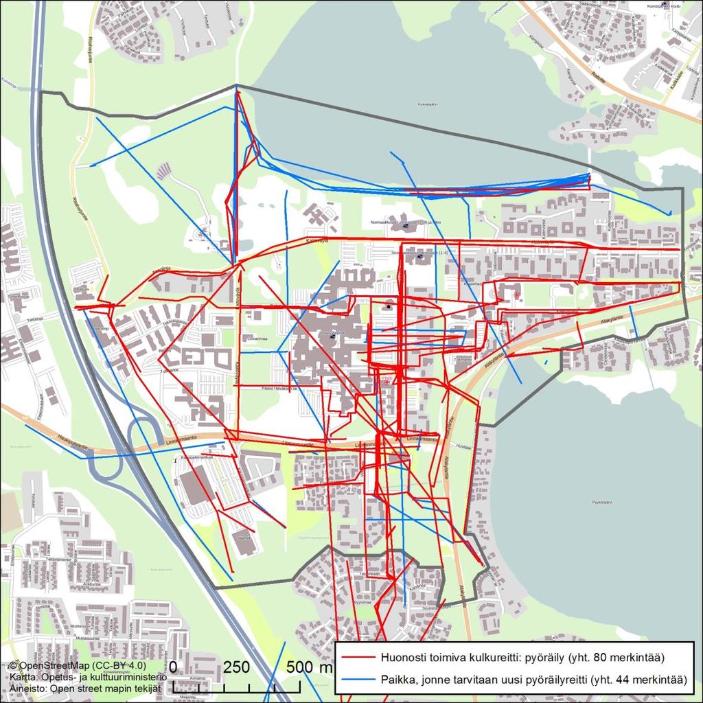 bussipysäkeille Huono näkyvyys Nopea ja sujuva, viihtyisän metsäinen reitti