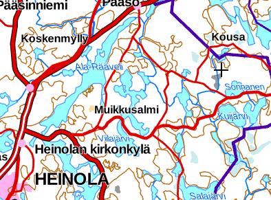 2 Kaava-alueen sijainti Suunnittelualue sijaitsee järvien Kaija ja Linnajärvi välisellä kannaksella noin 23 km Heinolan kaupungin keskustasta koilliseen. 1.