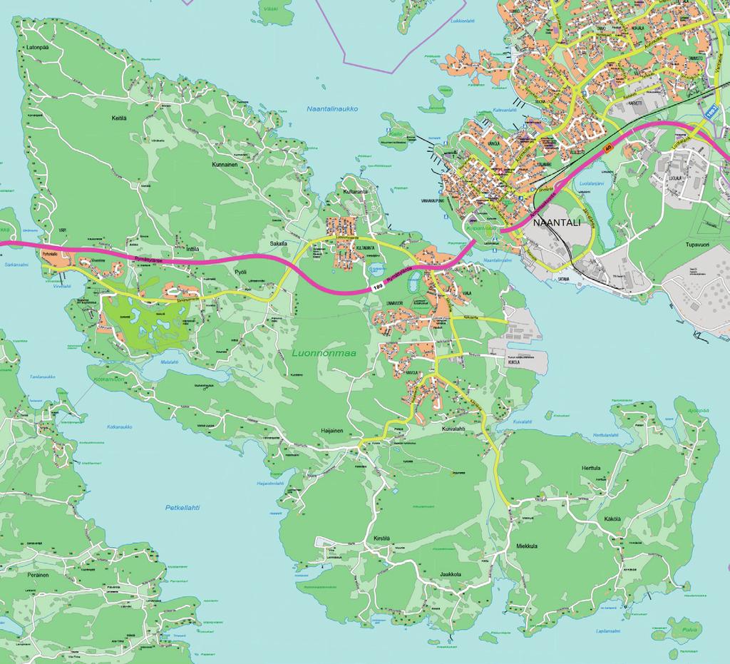 Naantalin kaupunki 20.10.2017 1 PERUSTIEDOT on lähtenyt käyntiin maanomistajien esityksistä sekä kaupungin muuttuneista maankäytön tarpeista. Muutos koskee yksittäisiä kohteita Luonnonmaalla. 1.1 Suunnittelualue Suunnittelualue käsittää viisi erillistä aluetta Luonnonmaan ja Lapilan ym.
