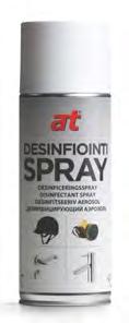 Aerosolit ja rasvat Ohenteet ja puhdistusaineet AT desinfiointispray Helppo ja nopea tapa saada suoritettua tarpeellinen desinfiointi. Kvattipohjainen alkoholiperusteinen spray.