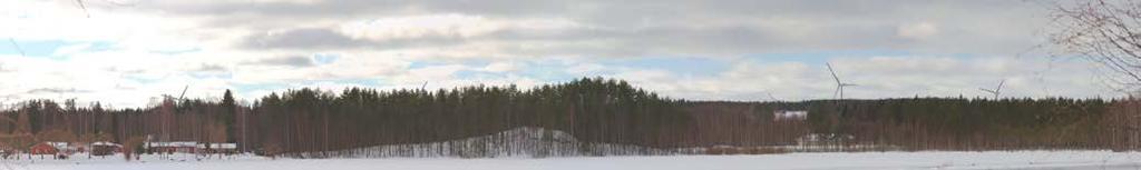 Etelä-Savon 1. vaihemaakuntakaava 9 Suuntaa-antava havainnekuva tuulipuistosta kuvattuna Enonkosken Kirkonkylän Sahalammen pohjoisrannalta.