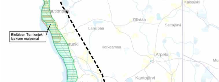 Maisema-alueen uusi eteläraja kulkee Karungin kylän pohjoisosissa.