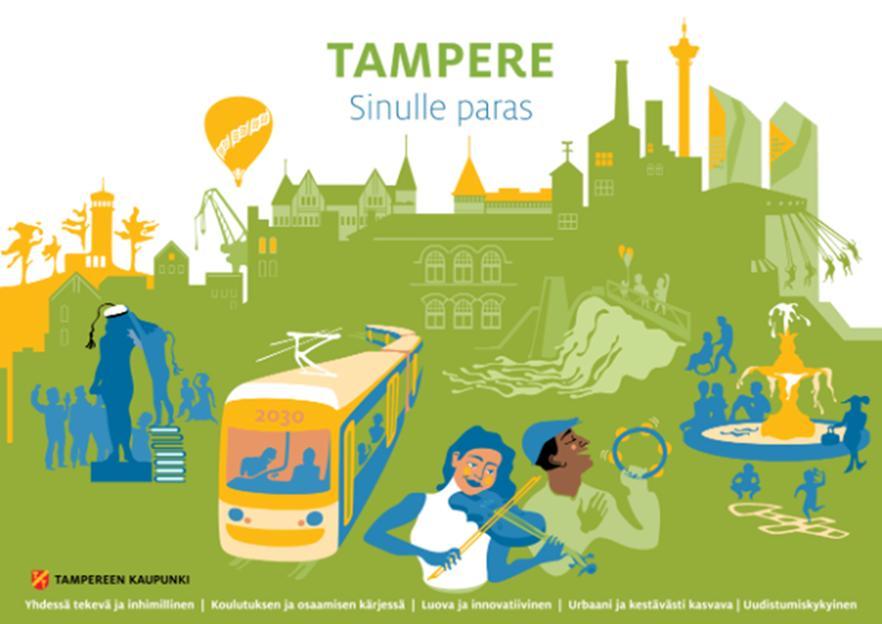 Strategiset suuntaviivat Tampereen strategia 2030 sisältää painopistevalintoja ja valtuustokaudelle asetettuja tavoitteita, joiden toteutumista seurataan laajalla mittaristolla.