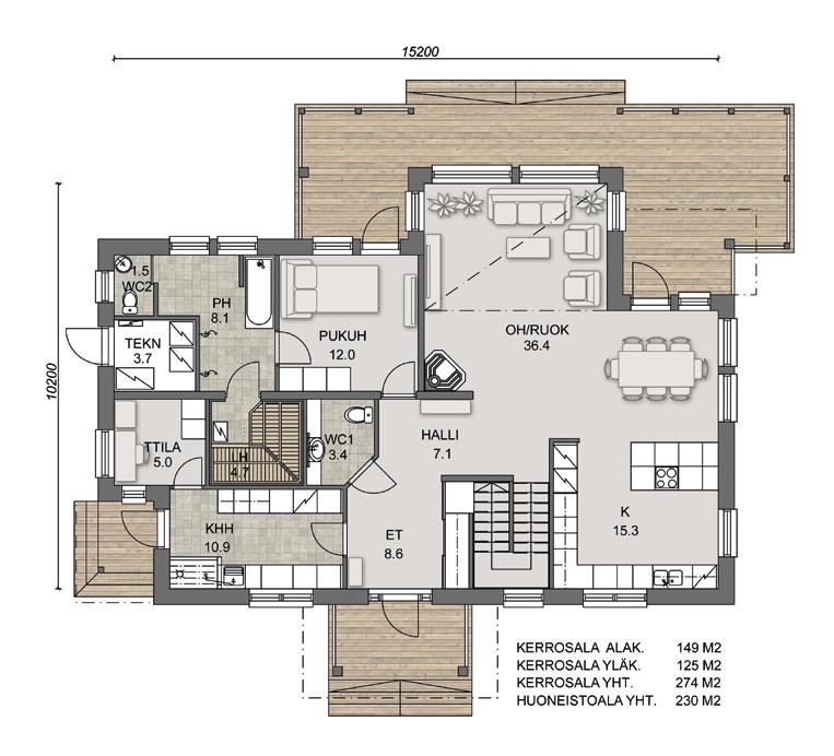 Kerrosala (149+125) 274 m 2 Kalervo Lehtovaara