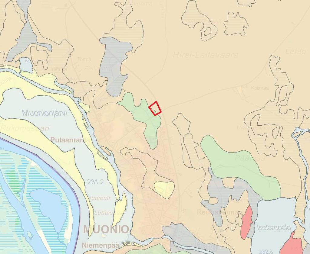 FCG SUUNNITTELU JA TEKNIIKKA OY Rakennettavuusselvitys 2 (6) Kuvassa 1 on ote GTK:n maaperäkartasta 1:20 000. Suunnittelualue sijaitsee kartan keskellä noin punaisella rajatulla alueella. Kuva 1.