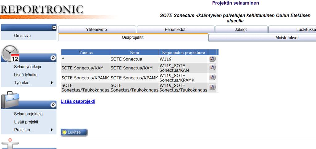 Lisätään kaikki osatoteuttajat omina osaprojekteina.