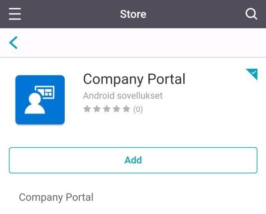 10. Asenna Company Portal klikkaamalla Add-painiketta ja hyväksy asennus.