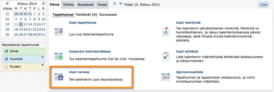 ), sekä vähintään jokin varattavista resursseista on myös valittuna (2.). 2.3. Varauksen tekeminen Opettaja, jolla on oikeus tehdä varauksia, voi varata esim.